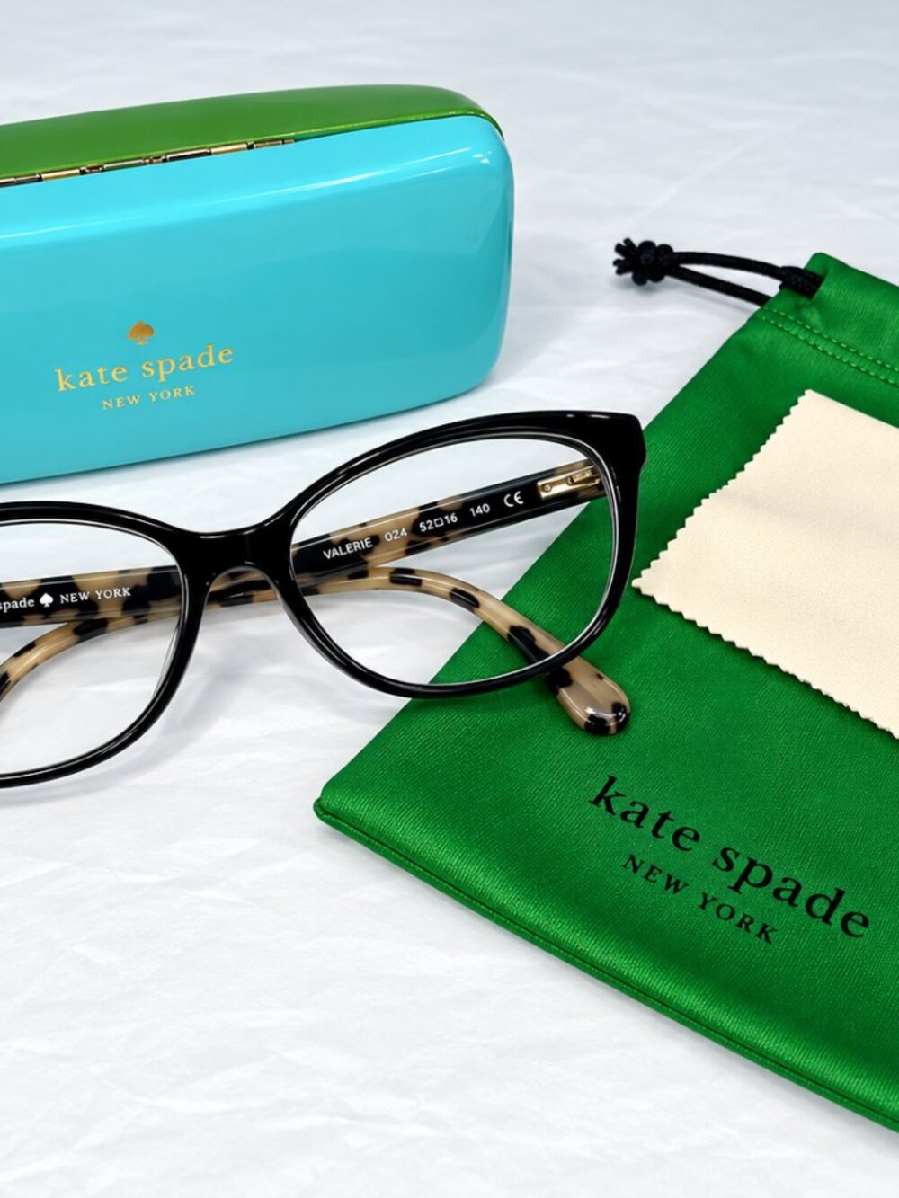 KATE SPADE - Karlee WR7 Black Havana Cat Ey Eyeglasses | w/ Frames + Case